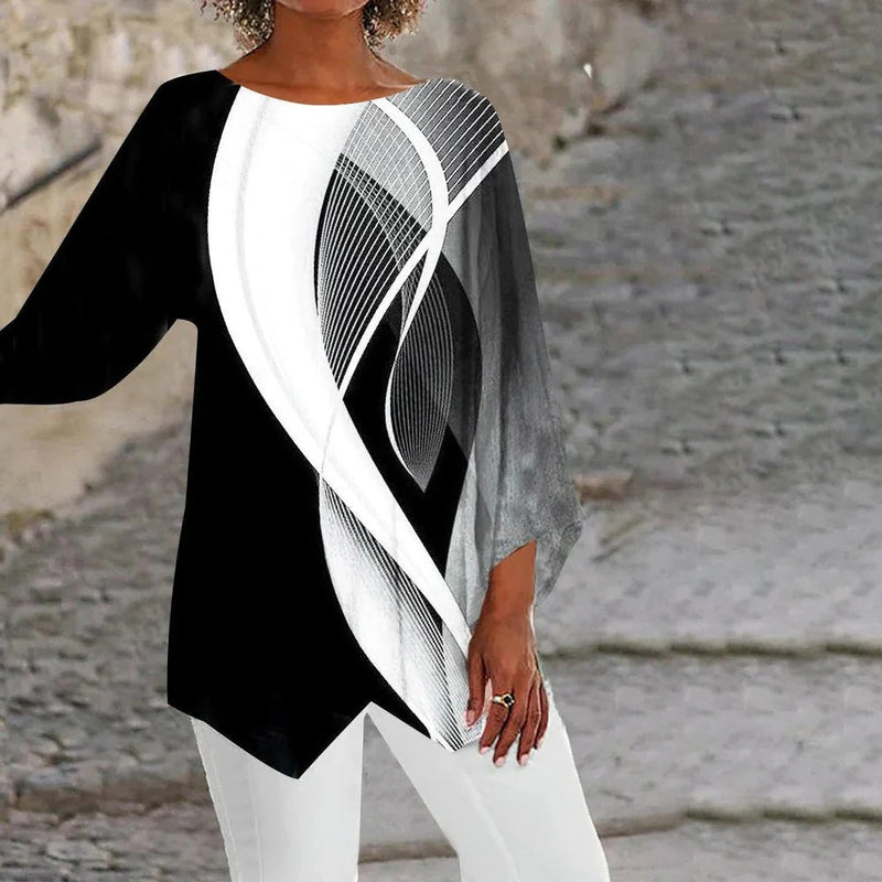 Geometric Long-Sleeved Top