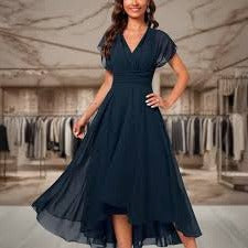 Flared V-Neck Midi Dress