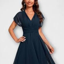 Flared V-Neck Midi Dress