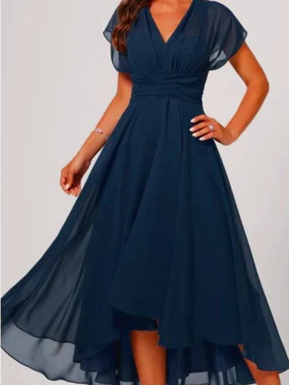 Flared V-Neck Midi Dress