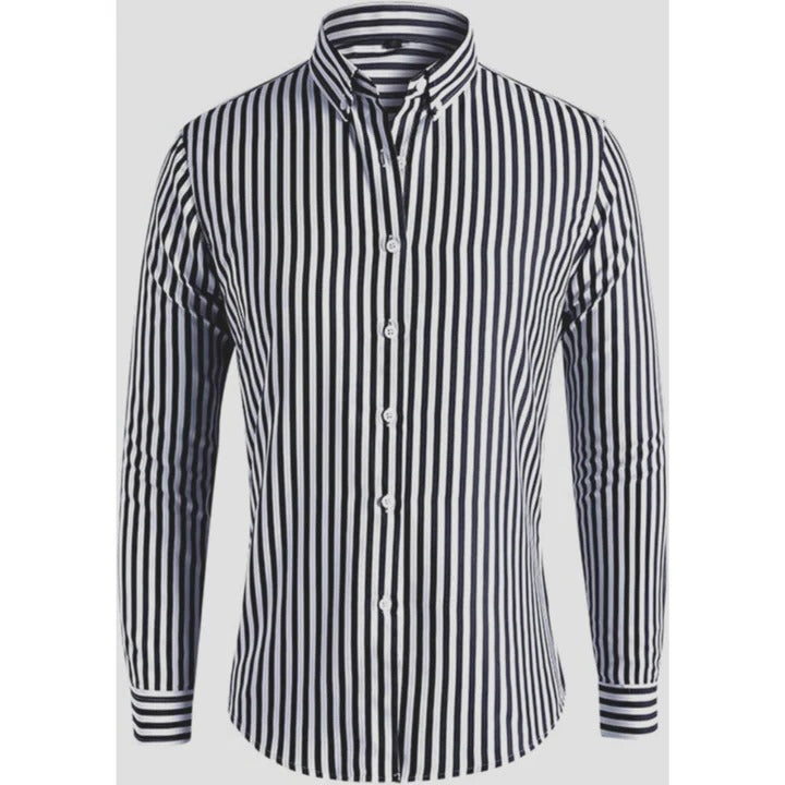 Men’s Classic Long Sleeve Striped Collar Shirt