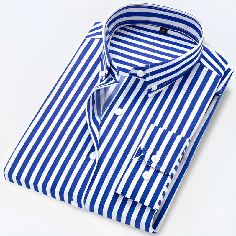 Men’s Classic Long Sleeve Striped Collar Shirt