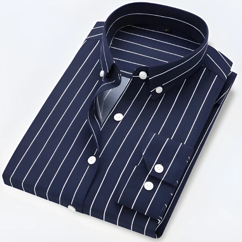 Men’s Classic Long Sleeve Striped Collar Shirt