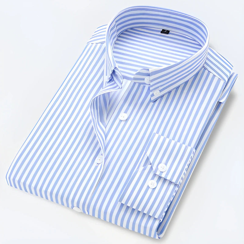 Men’s Classic Long Sleeve Striped Collar Shirt