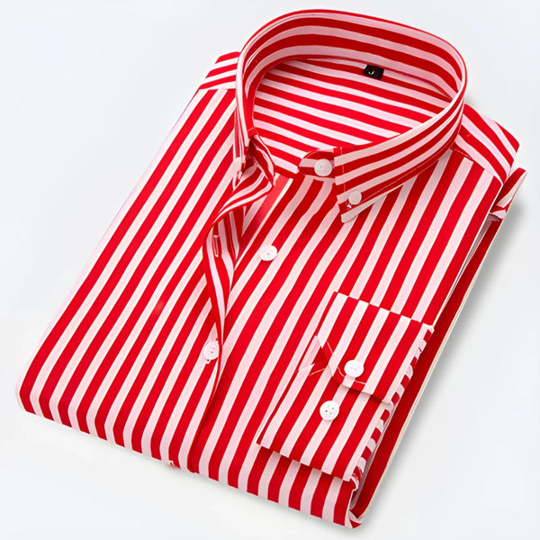 Men’s Classic Long Sleeve Striped Collar Shirt
