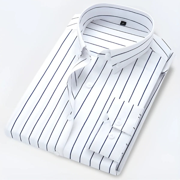 Men’s Classic Long Sleeve Striped Collar Shirt