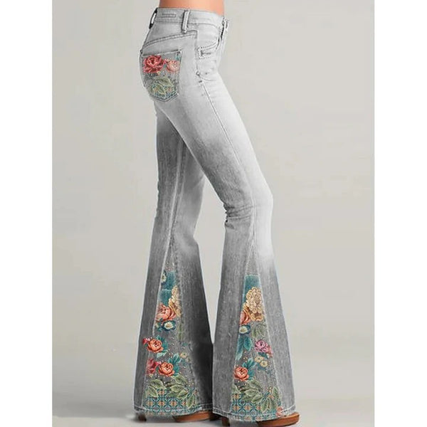 Ladies Vintage Floral Embroidered Jeans