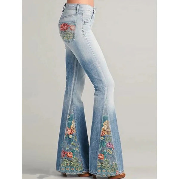 Ladies Vintage Floral Embroidered Jeans