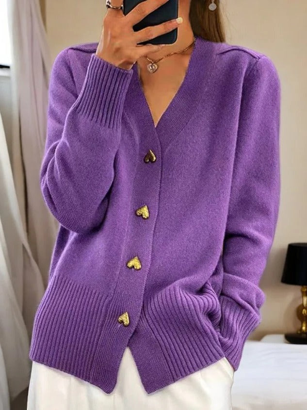 Women’s Cardigan with Heart-Shaped Button