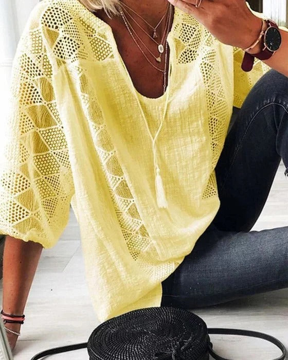 Women's Summer Slit-Neck Blouse