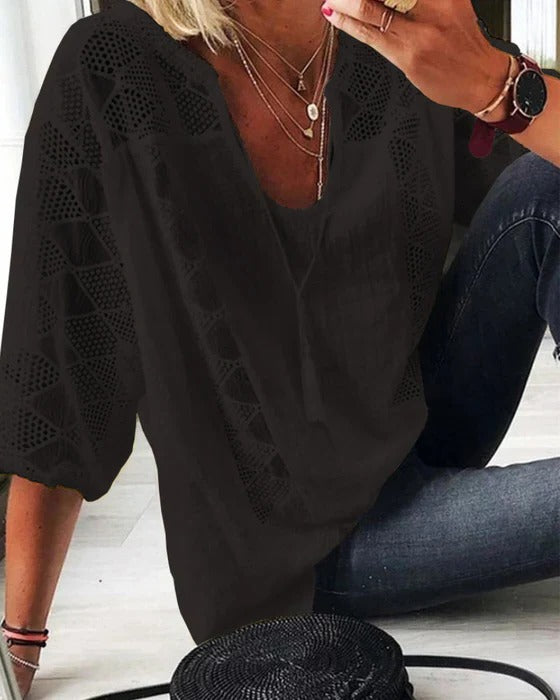 Women's Summer Slit-Neck Blouse