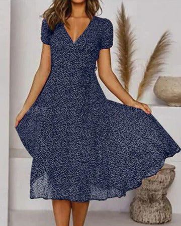 Women’s Floral Print Dress with V-Neck