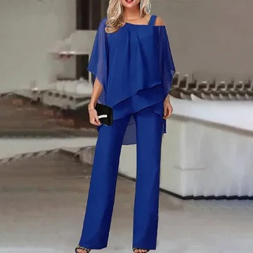 Women’s Layered Cold-Shoulder Pant Set