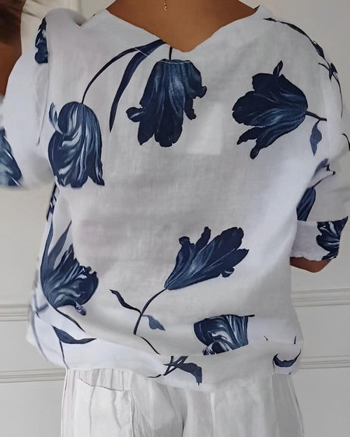 Floral V-Neck Everyday Blouse