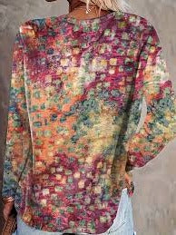Loose Abstract Long Sleeve Casual T-Shirt