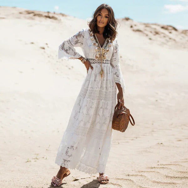 Long-Sleeve Bohemian Maxi Dress