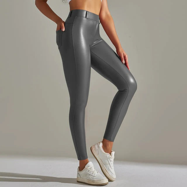 High-Waist Shiny Leggings