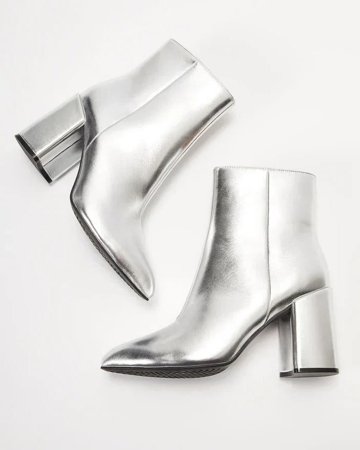 Silver Metallic Ankle Boots