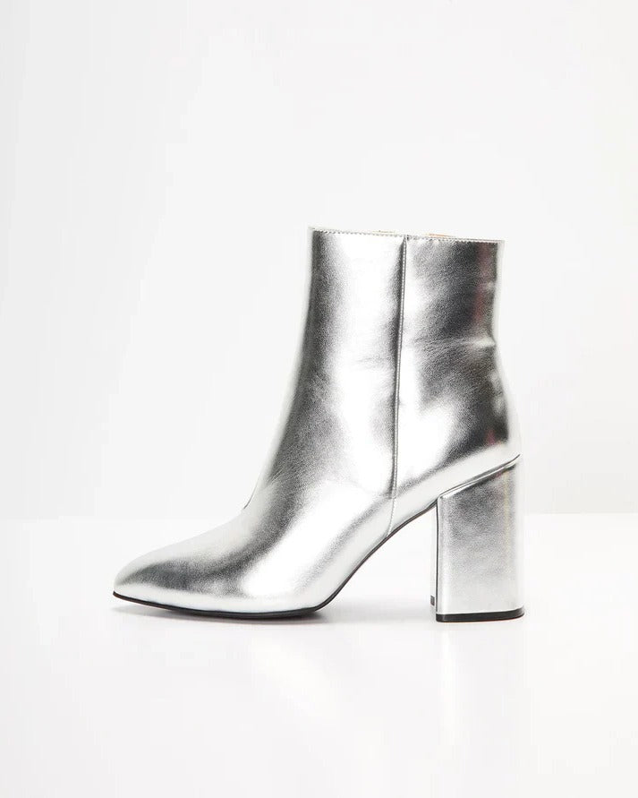 Silver Metallic Ankle Boots