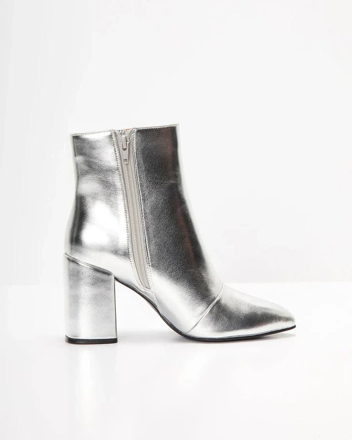Silver Metallic Ankle Boots