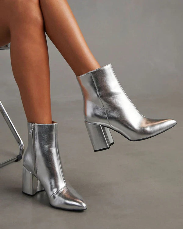 Silver Metallic Ankle Boots