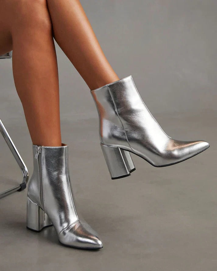 Silver Metallic Ankle Boots