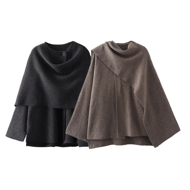 Asymmetrical Poncho for Seasonal Warmth