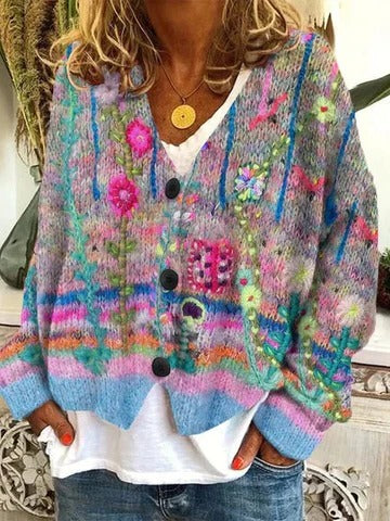 Women’s Retro Patterned Cardigan