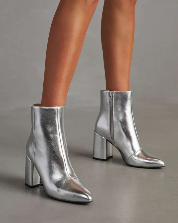 Silver Metallic Ankle Boots