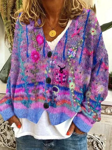 Women’s Retro Patterned Cardigan