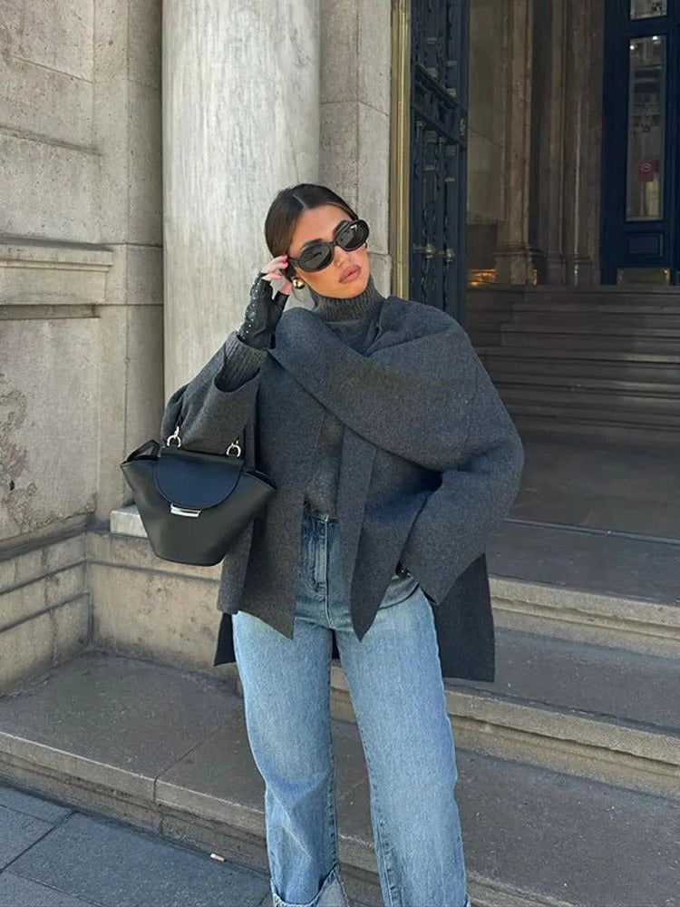 Asymmetrical Poncho for Seasonal Warmth