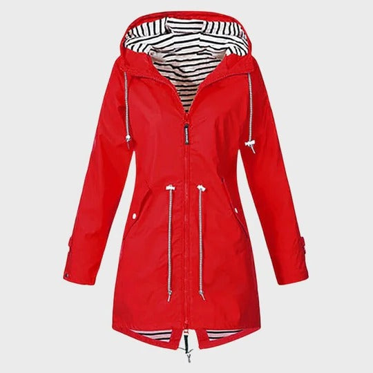 Women’s Long Waterproof Hooded Rain Jacket