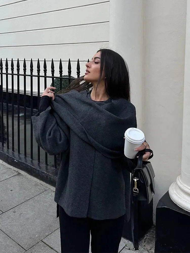 Asymmetrical Poncho for Seasonal Warmth