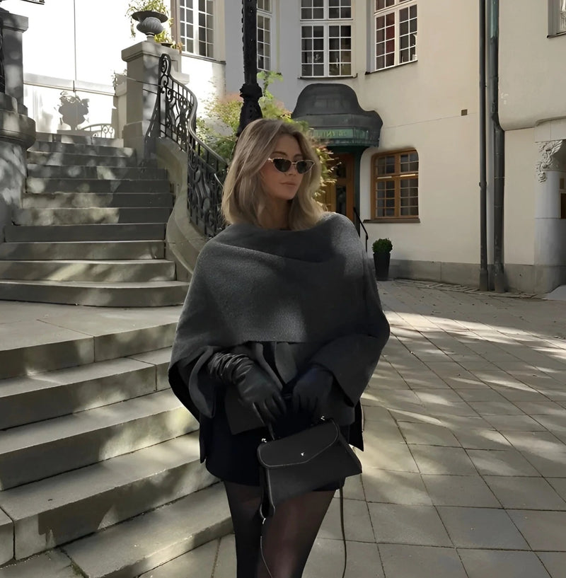 Asymmetrical Poncho for Seasonal Warmth
