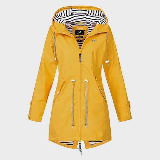 Women’s Long Waterproof Hooded Rain Jacket