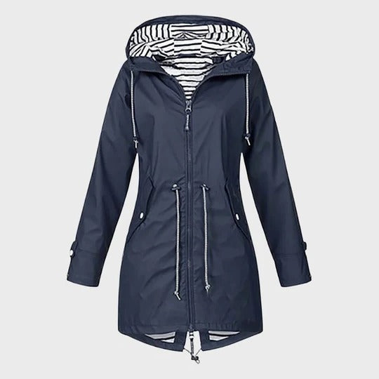 Women’s Long Waterproof Hooded Rain Jacket