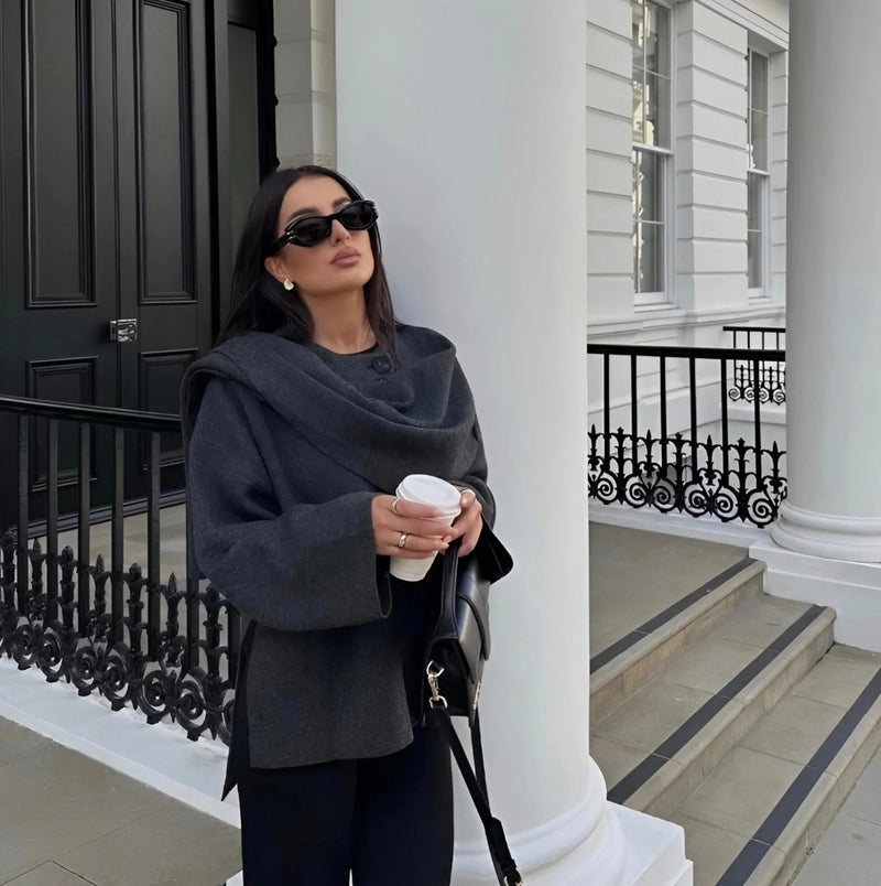 Asymmetrical Poncho for Seasonal Warmth