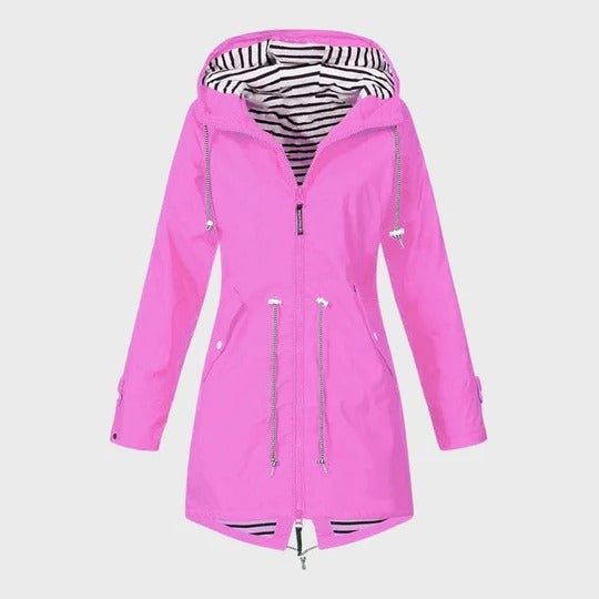 Women’s Long Waterproof Hooded Rain Jacket
