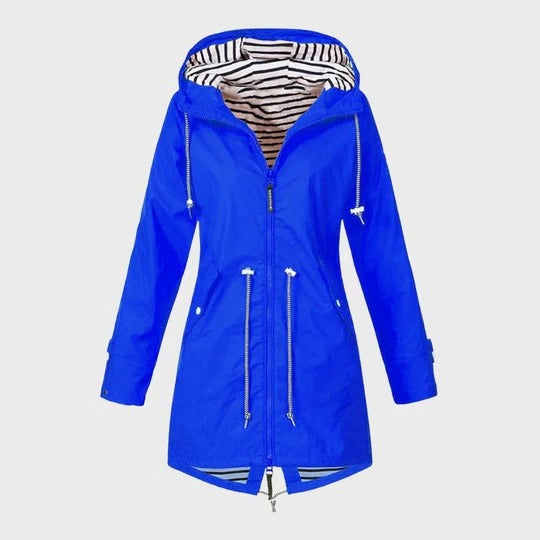 Women’s Long Waterproof Hooded Rain Jacket