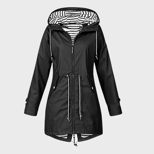 Women’s Long Waterproof Hooded Rain Jacket