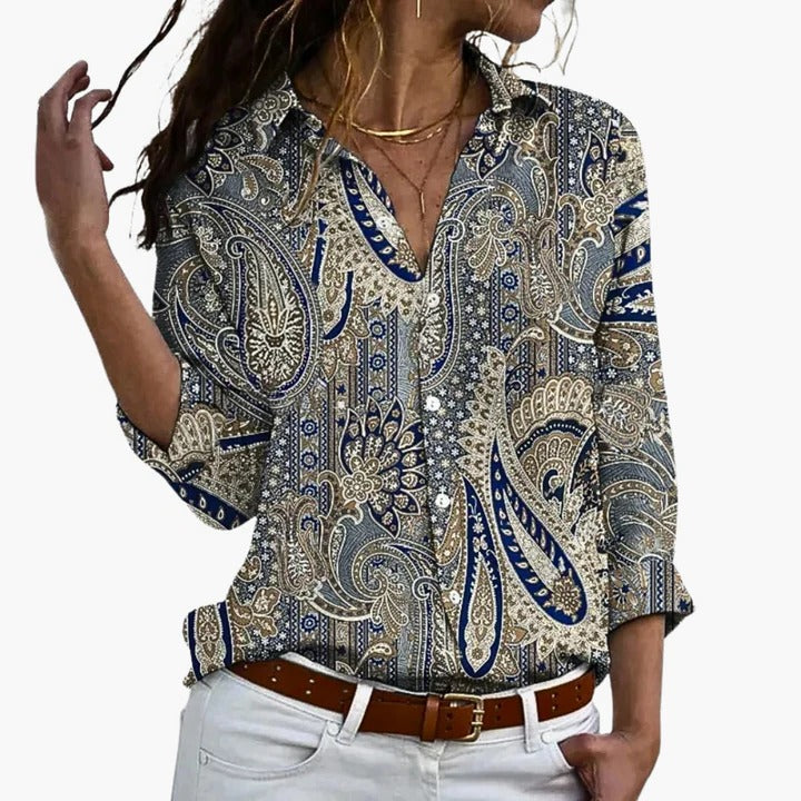Women’s Paisley V-Neck Blouse