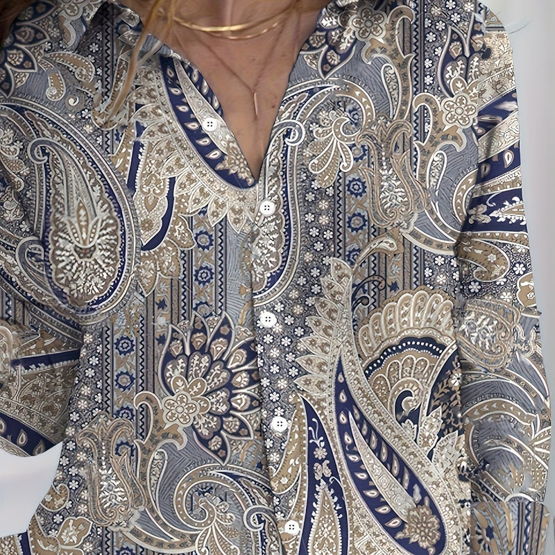 Women’s Paisley V-Neck Blouse