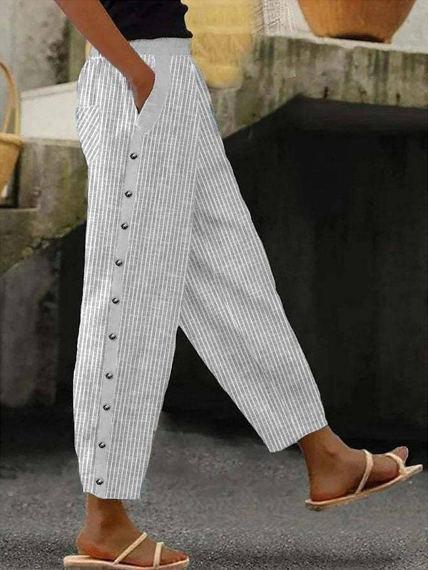 Stripe with Pockets Casual Loose Pants