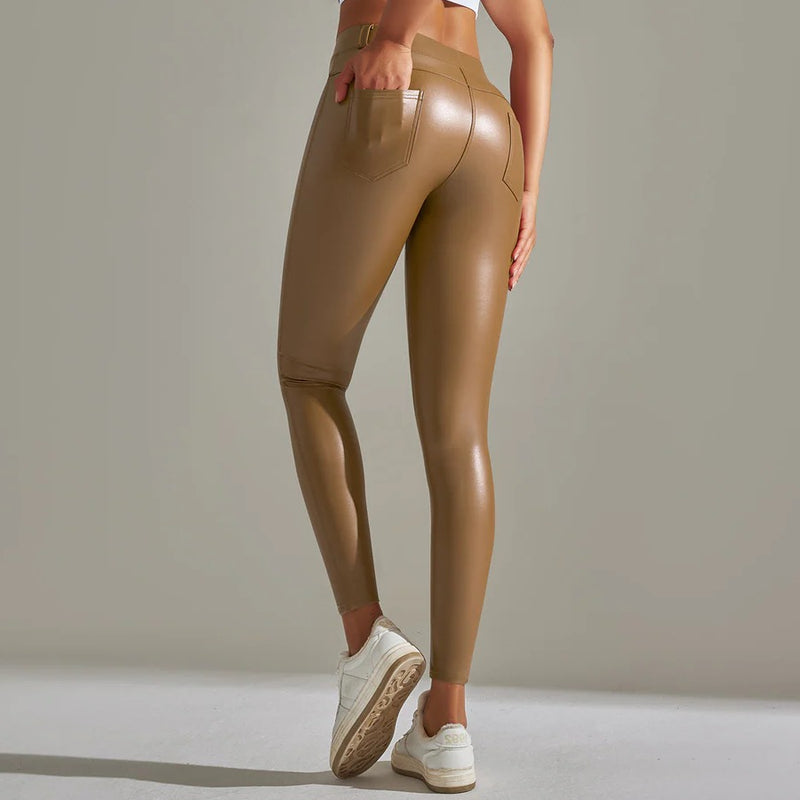 High-Waist Shiny Leggings