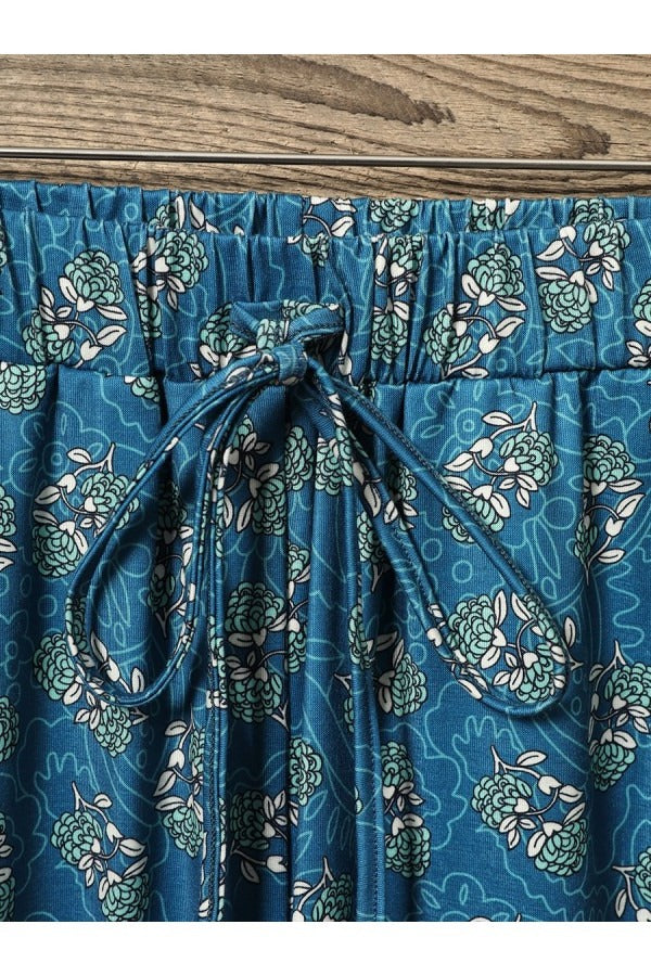 Women’s Summer Floral Print Drawstring Casual Pants