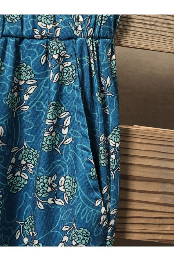 Women’s Summer Floral Print Drawstring Casual Pants