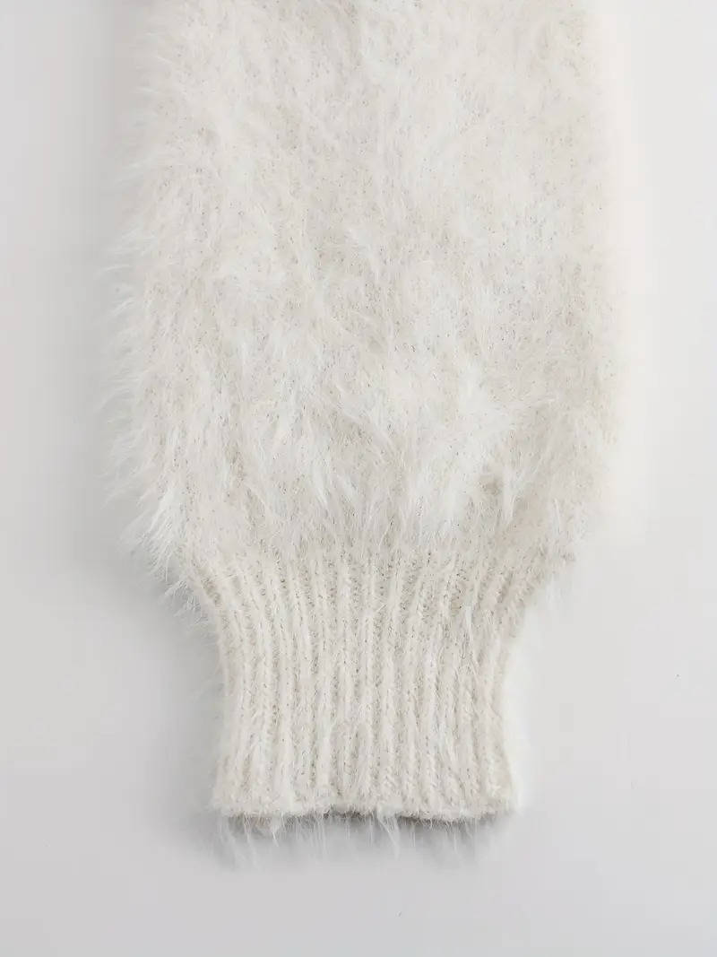 Women's Fuzzy Cropped Cardigan Sweaters With Buttons