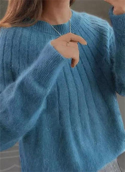 Women's Mohair Sweater With Ribbed Texture