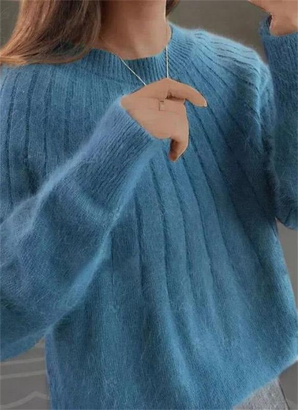 Women's Mohair Sweater With Ribbed Texture
