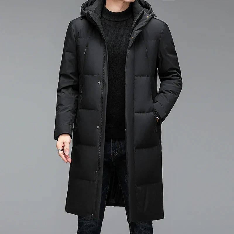 Mens Longline Puffer Jacket with Hood